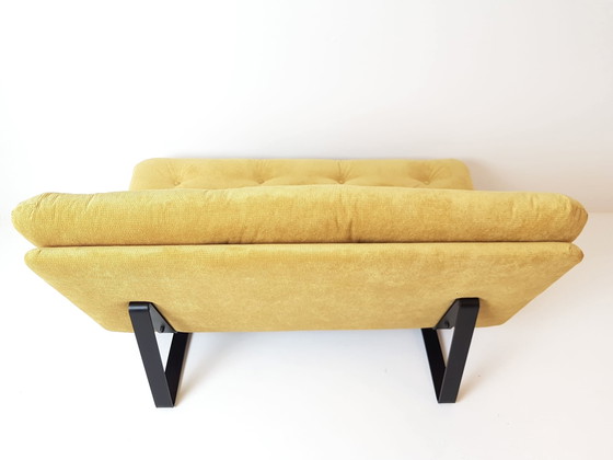Artifort Kho Liang Le Bank 1,5 Zit Nieuw Gestoffeerd Gele Rib – 2 zitsbanken, Metal, Textile, Vintage (photo 12 of 15)