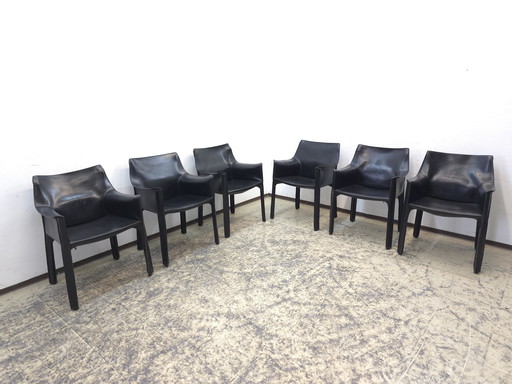 6x Cassina Cab Stühle Lederstühle Sessel Bellini