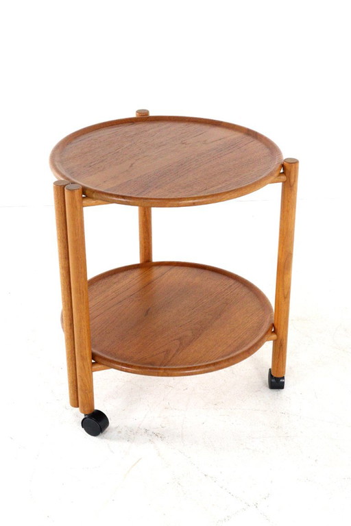 Jens Quistgaard voor Dansk Design trolley vintage met dienbladen – serveerwagens, Wood