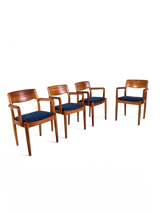 4x Sedie da pranzo restaurate, Juul Kristensen ‘60 – Legno, Tessile (photo 2 of 12)