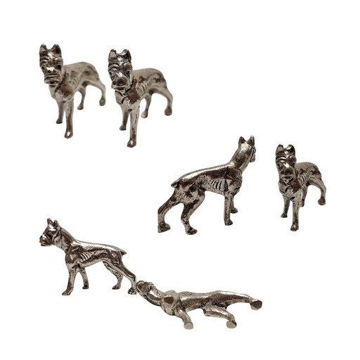 Divers chiens miniatures en métal, fin du XXe siècle