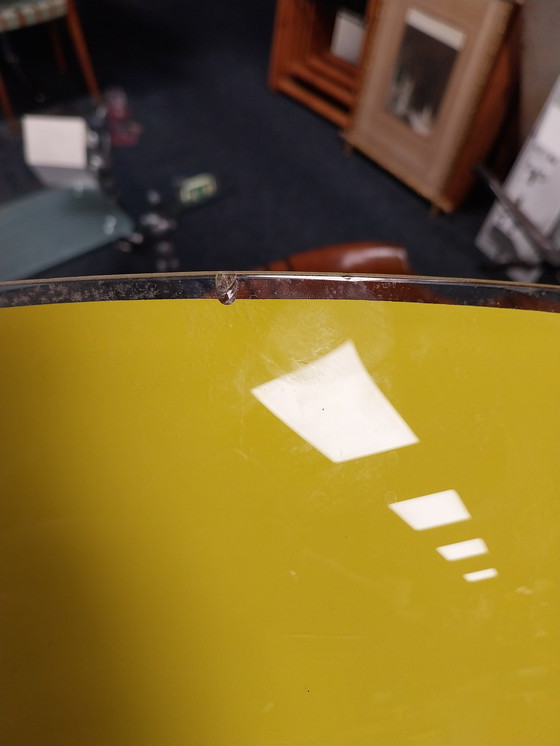 Image 1 of 1 x ceiling light 1960s PL09 in yellow and red with textured glass strip. From former Czechoslovakia