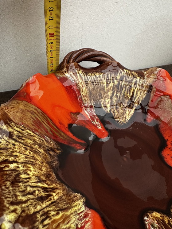 Image 1 of Coupe à fruits- Centre de table vintage céramique émaillée attribuée Vallauris 