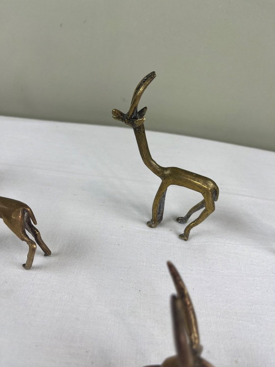 Figurines d'animaux en laiton, ensemble de six, Objets déco, Doré, Vintage (photo 5 sur 9)