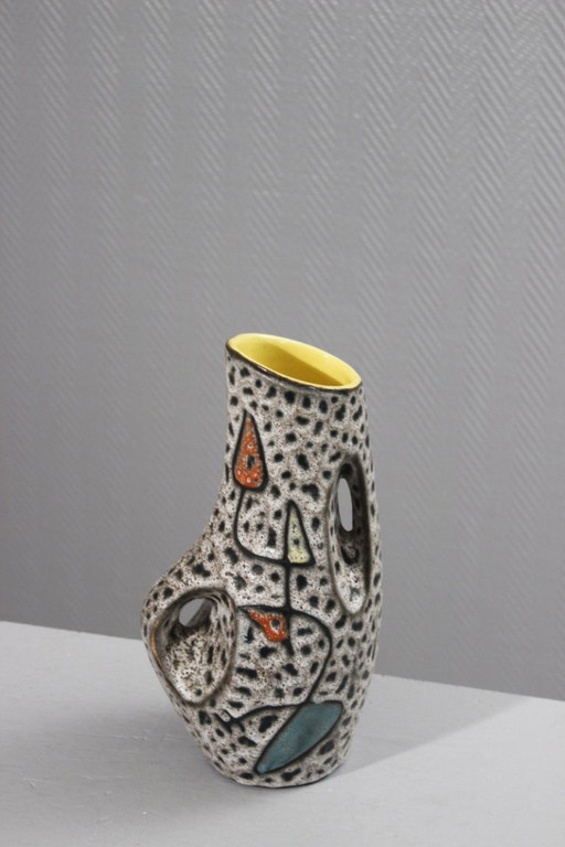 Marius Bessone in Vallauris - Large free-form vase abstract decor 1950s