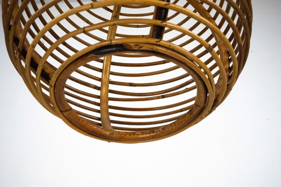 Image 1 of Vintage Italiaanse bamboe bolkroonluchter uit de jaren 1950