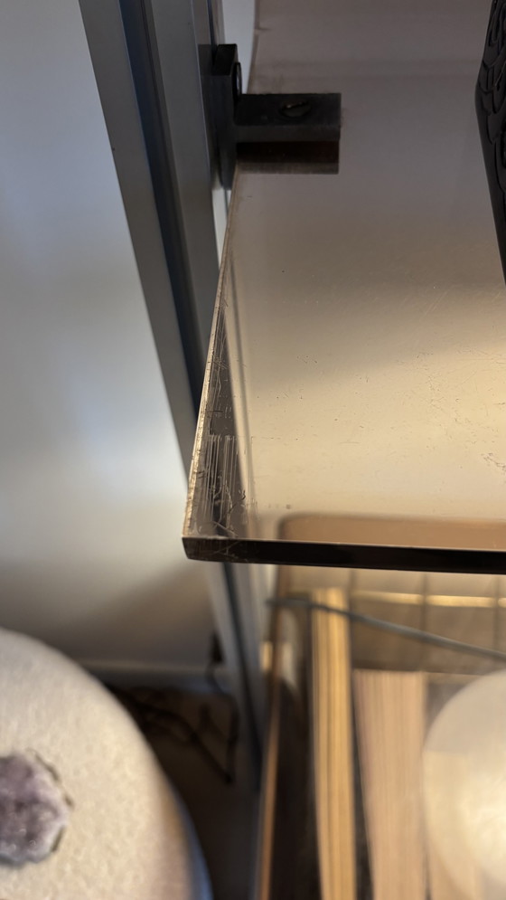 Image 1 of Michel Dumas Chrome Plexiglass Shelf Units by Roche Bobois