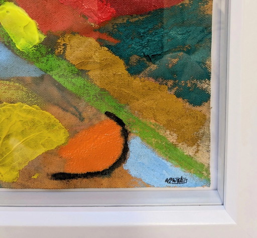 Abstract Seascape Original Oil on Canvas Square Nigel Waters Signed Art Framed