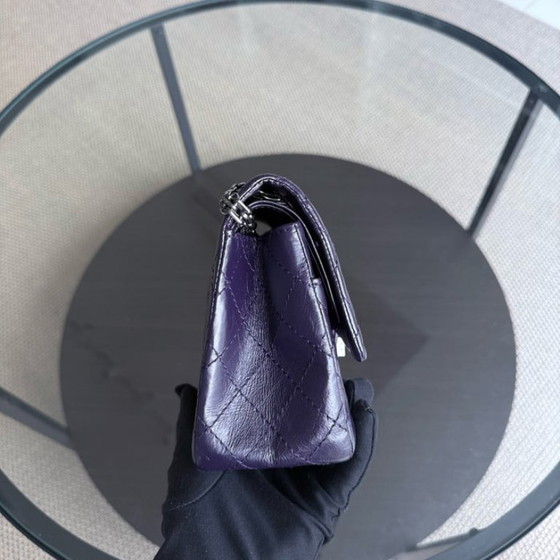 Image 1 of Chanel 2.55 Reissue 225 - Quilted Aged Calfskin Dark Violet Purple Aged Silver Hardware Series 17