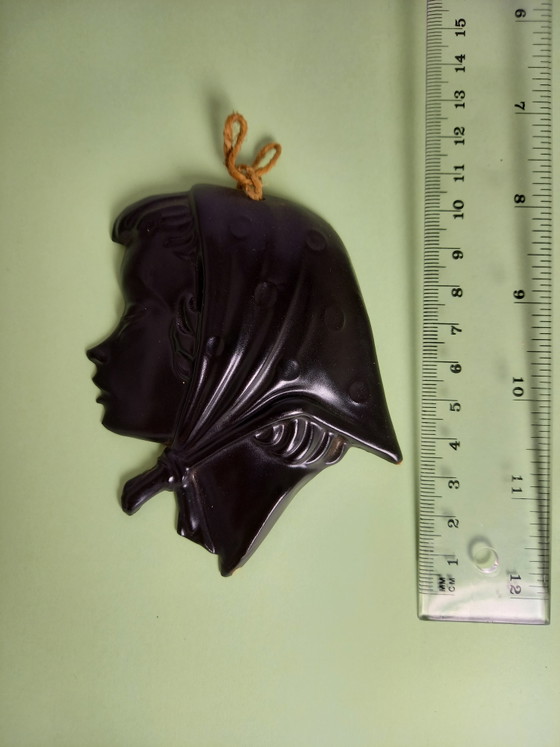 Dameshoofd Zwart Retro Wanddecoratie – Decoratieve objecten, Ceramic (photo 8 of 8)
