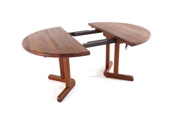 Image 1 of Tavolo da pranzo rotondo allungabile Dyrlund 2x vintage in teak massiccio