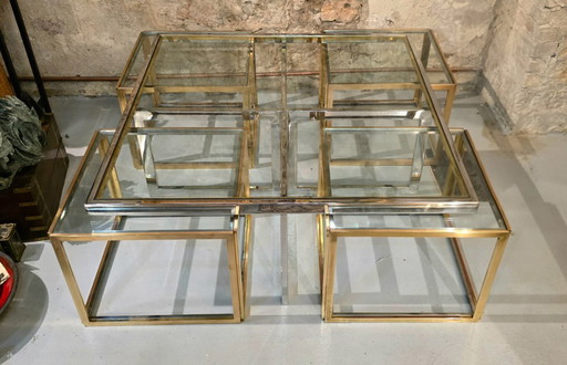 Coffee table with four nesting tables, Maison Charles, France, circa 1970