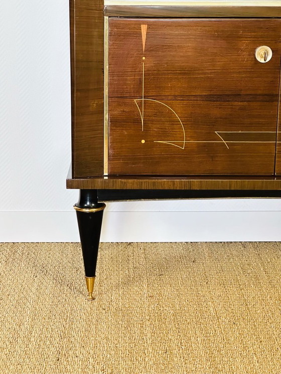 Image 1 of Art Deco vitrinekast van walnoothout, 1950