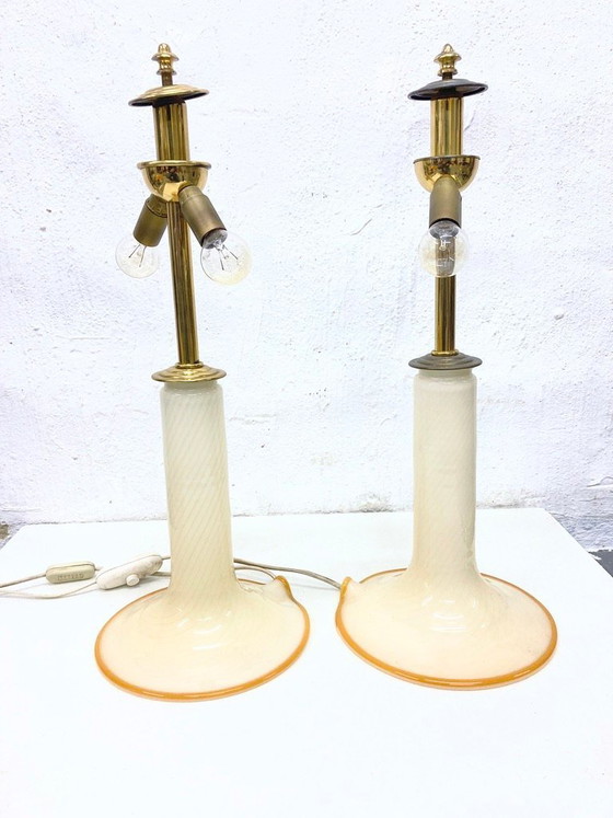 Image 1 of 2 basi per lampade da tavolo in vetro, design anni '60/'70