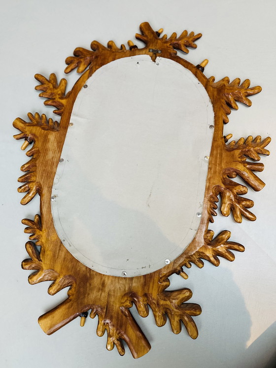 Image 1 of Grande specchio della Foresta Nera – legno intagliato a mano – anni '50/'60 – 75 cm