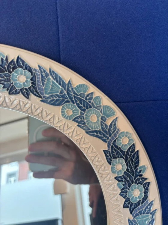 Specchio in ceramica floreale fatto a mano (photo 4 of 10)