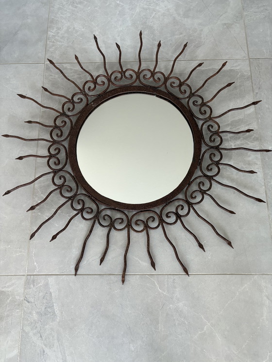 Image 1 of Smeedijzer zonspiegel vintage 