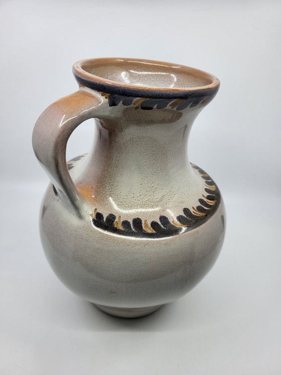 Image 1 of Jean de Lespinasse vaas/werper, met de hand versierd keramiek, Frankrijk, vintage