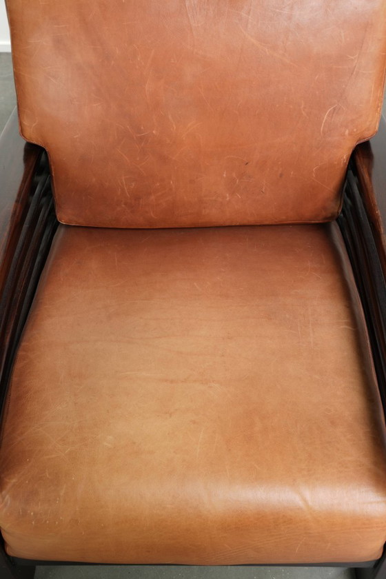 Comfortable and beautiful cognac-colored cowhide leather armchair in luxurious Art Deco design – Klassiek (photo 6 of 12)