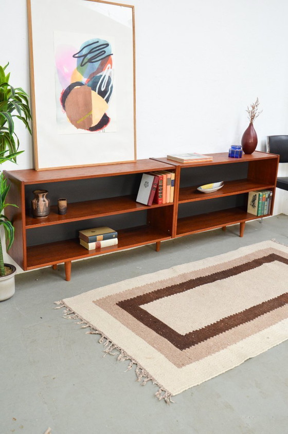 Image 1 of Vintage open sideboard, retro teak mid-century lowboard shelf, 1970s