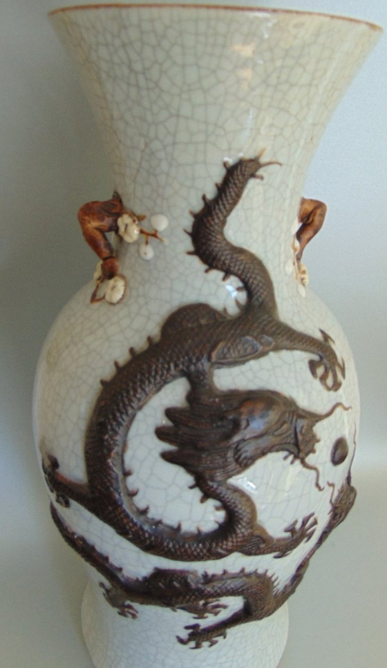 Image 1 of Große Vase aus Craquelé-Ware aus Nanking, 19.