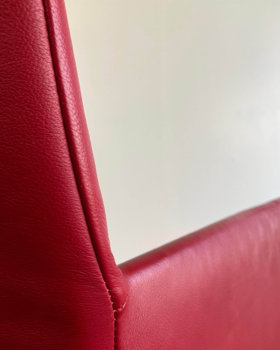 Image 1 of 6x Bert Plantagie Arc Eetkamerstoel Rood Met Wieltjes