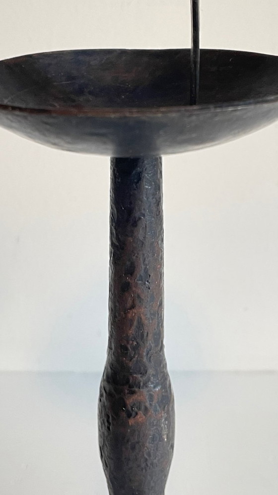 Image 1 of Een paar brutalistische vintage stalen kandelaars