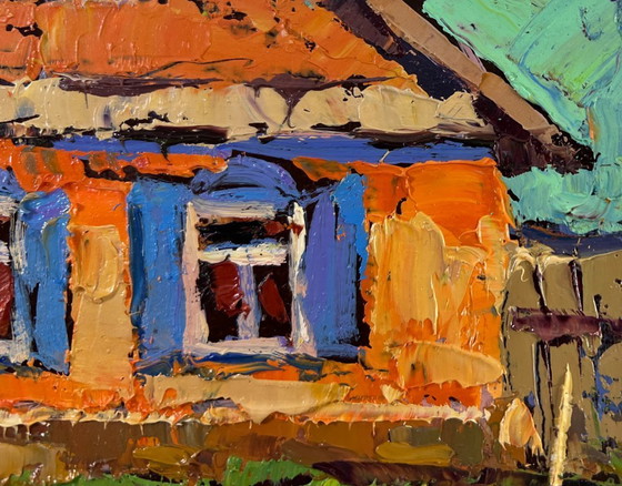 Image 1 of Original Oil Painting Summer Village Landscape Near the house that remembers everything