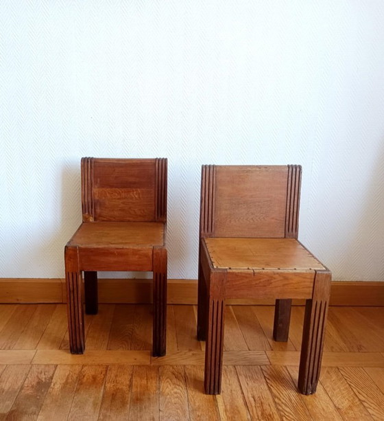 Image 1 of 2x art deco wooden children's chairs