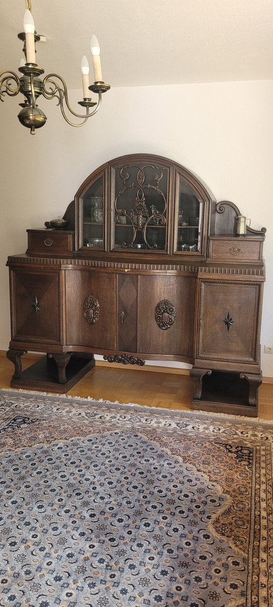 Credenza antica con piano espositivo – inizio XX secolo – Credenze con vetrina, Wood, Brass (photo 2 of 15)
