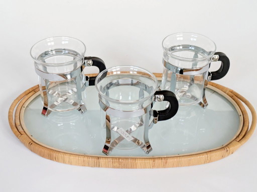 Set di 3 bicchieri da tè Bodum Chambord: design danese anni '80 con supporti cromati