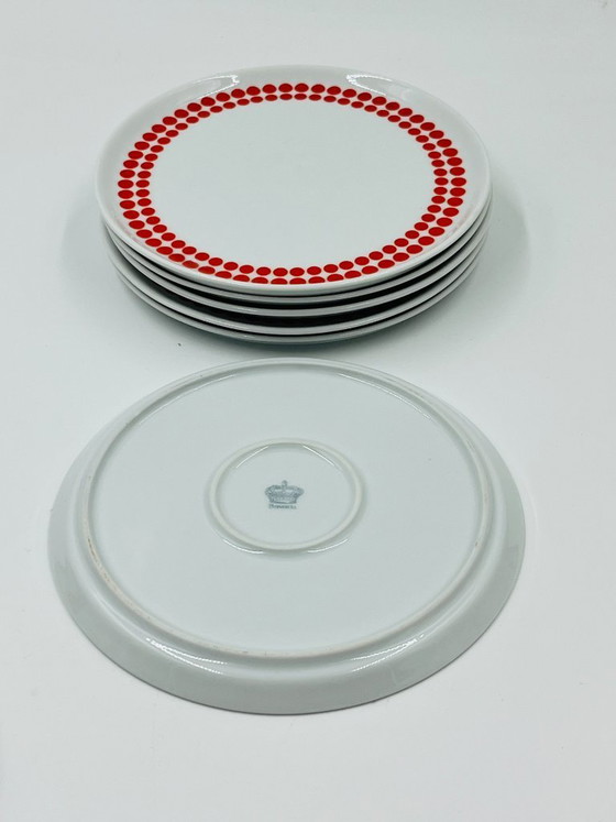 Image 1 of Winterling Bavaria Red Polka Dot Porcelain Lunch Service 70s