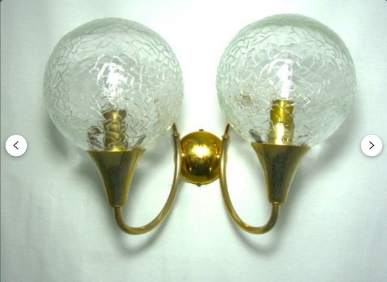 Image 1 of Applique (2), Mid Century Modern, Art Déco, ottone, vetro di Murano, vintage, raro