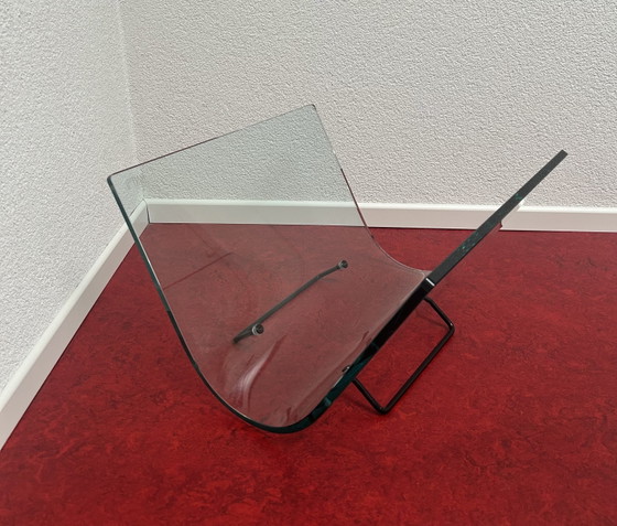 Vintage Glass Magazine Rack Fiam Italia – Metal (photo 2 of 5)
