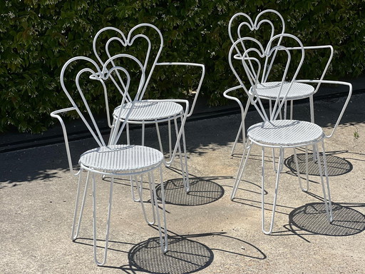 Set Of 4 Mathieu Matégot "Cardioques" Armchairs, 1950s