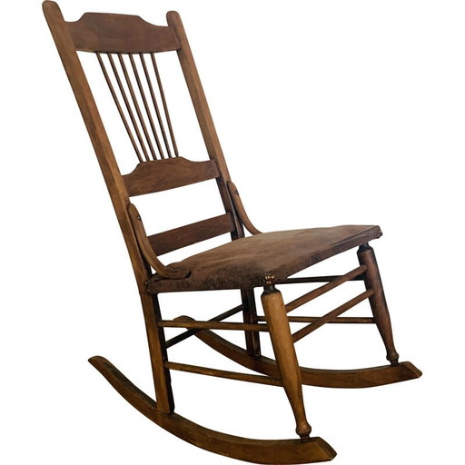 Sedia a dondolo in legno d'epoca