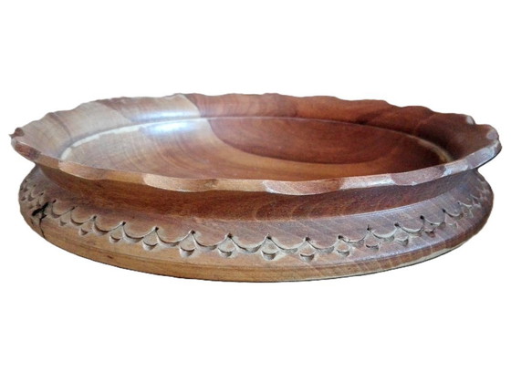 Image 1 of Vintage Hand Carved Wooden Bowl, Dish, Plate 