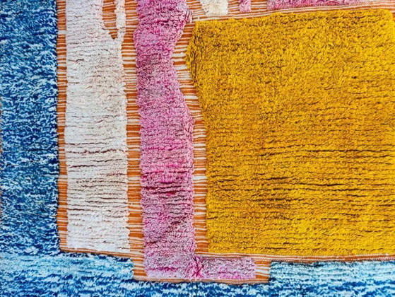 Image 1 of Tappeto marocchino Beni Ourain, color ecru con motivi colorati, 200 cm x 300 cm