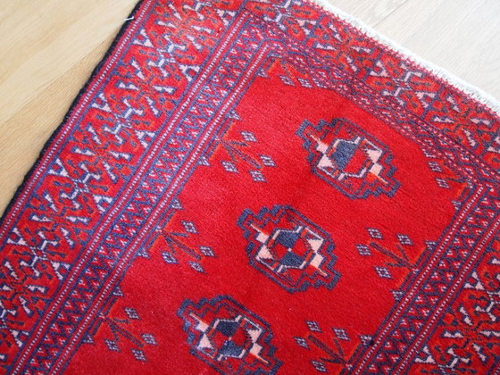Image 1 of Vintage Turkmen Rug 1.9'x2.6' - 1970s Bright Red Tribal (1C204)