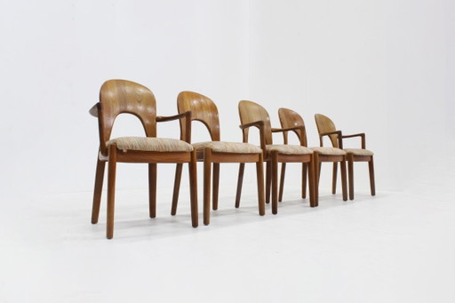 5 Sillas de comedor danesas vintage de Niels Koefoed Años 60
