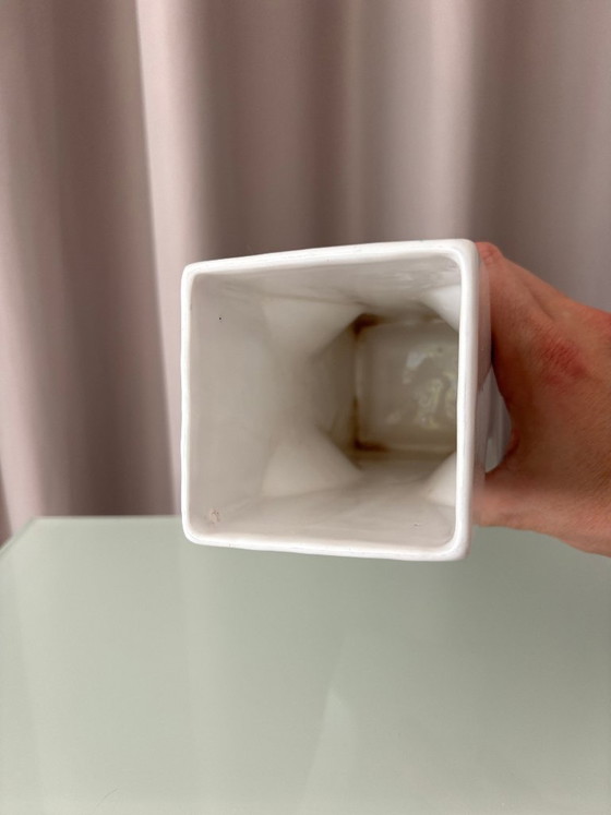 Vintage Sculptural White Ceramic Vase | Postmodern / Memphis Style (photo 6 of 8)