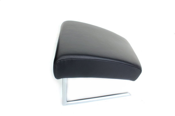 Image 1 of Come nuovo! Laauser Design Int. Cantilever Lounge Chair / Freischwinger Sessel con sgabello, pelle e base cromata