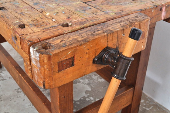 Image 1 of Vintage beech and oak workbench Nooitgedagt