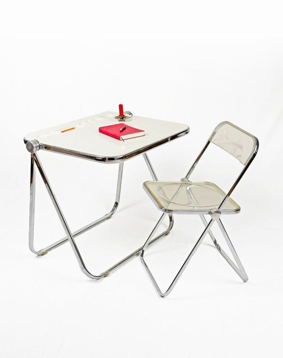 Image 1 of chrome & fiberglass folding Desk by Giancarlo Piretti for Anonima Castelli, Italy 1970s