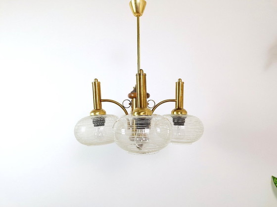 Image 1 of Mid Century Chandelier / Vintage Pendant Light / Rustic Elegant Light Fixture / Yugoslavia 1970's / Hanging Lamp