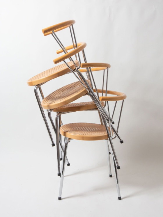 Image 1 of Sedie in rattan con cromature, nello stile di Cesca