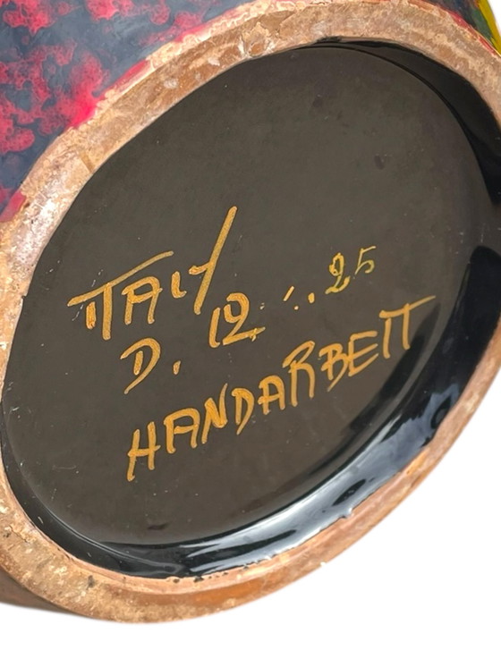 Image 1 of Italian "Alla Moda" MCM pottery Fratelli Fanciullacci design vase h= 13.77" 35 cm handmade Italy 1960s