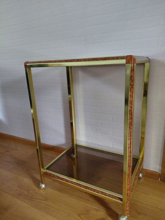 Carrello vintage anni '70, Carrelli bar, Vetro, Metallo, Marrone (foto 3 di 5)