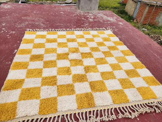Tappeto Beni Ouarain a scacchiera 186x178 cm – Lana spessa – Motivo a scacchi ocra – Tappeti, Cotone (photo 3 of 9)