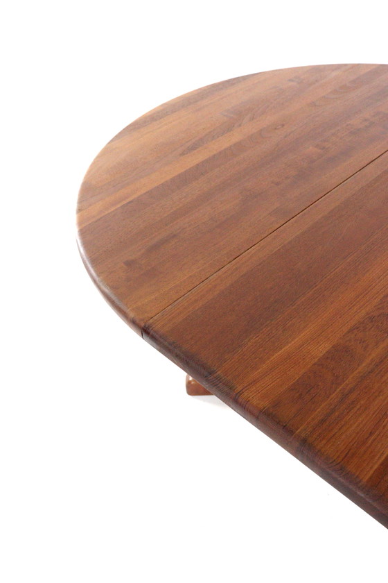 Image 1 of Tavolo da pranzo rotondo allungabile Dyrlund 2x vintage in teak massiccio